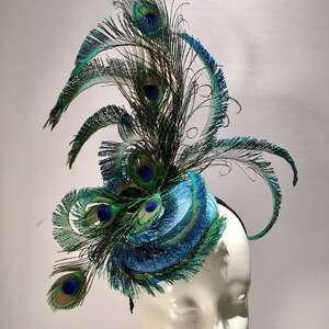 Peacock Fascinator- Navy Hat- Derby image 6