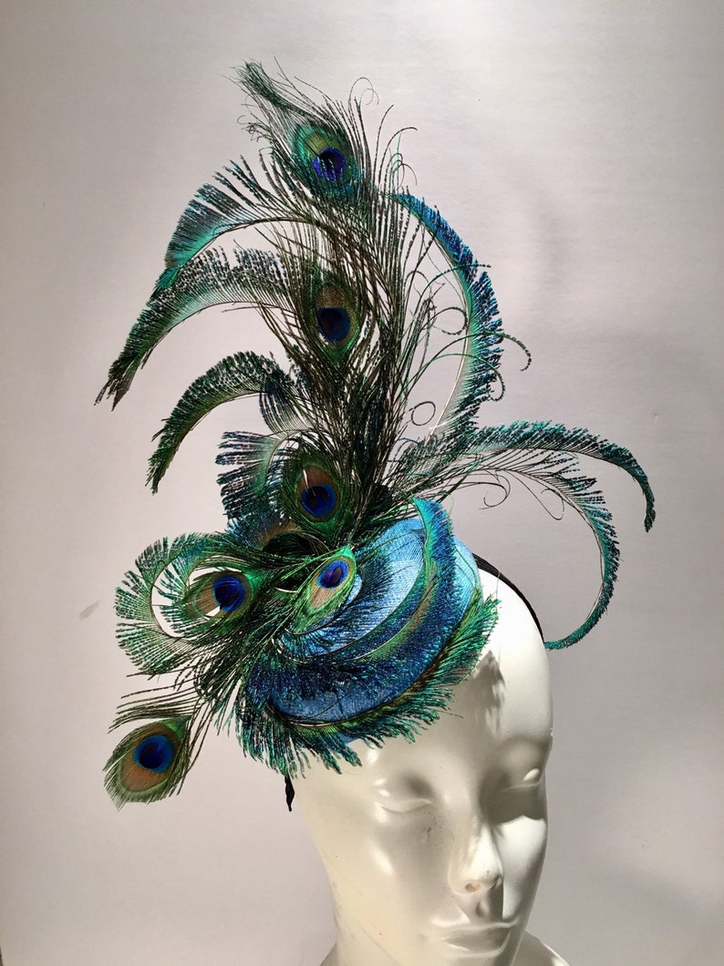Peacock Fascinator- Navy Hat- Derby image 6