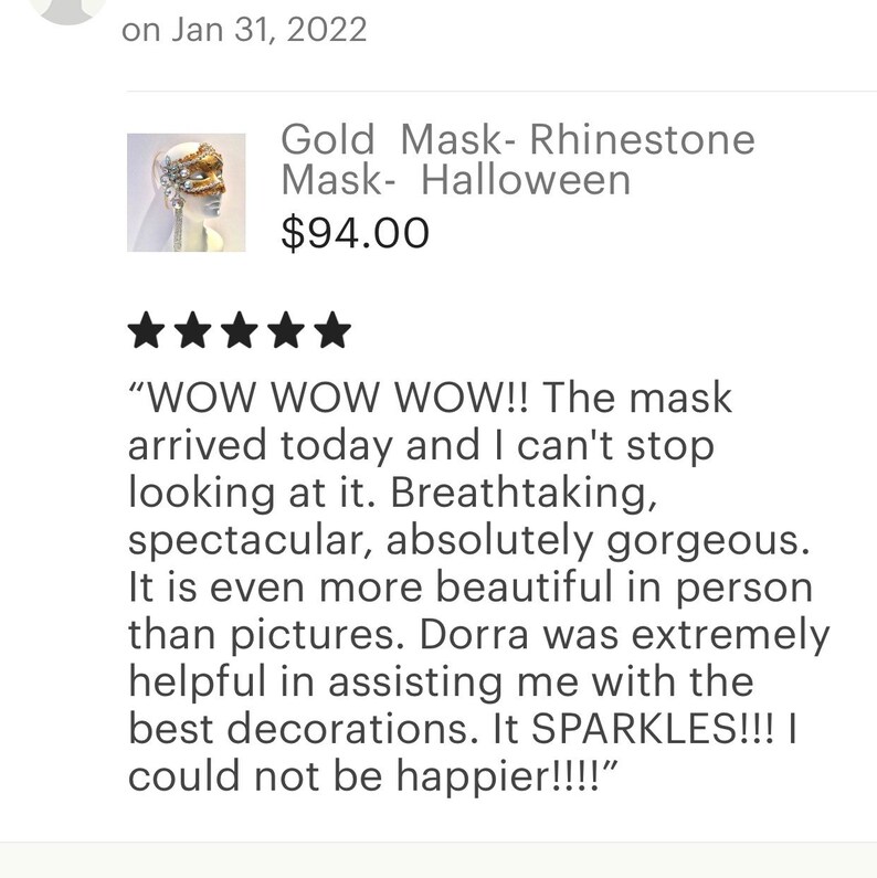 Gold Mask- Rhinestone Mask- Halloween Masquerade image 10