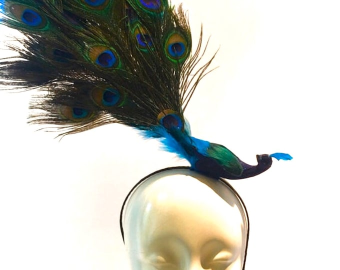 Peacock Fascinator- Blue Fascinator- Bird Costume -Derby