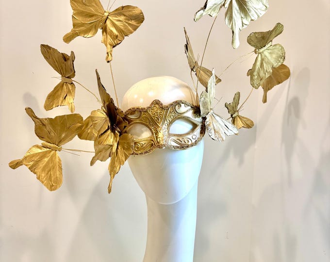 Butterfly masquerade mask- Gold butterfly- Masked ball