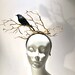 Black Fascinators- Black Crow Headband- Derby- Gold Branch