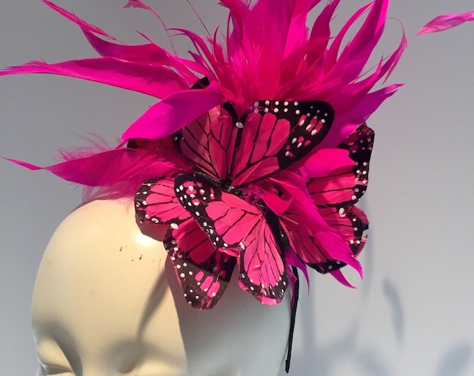 Pink Fascinator-  Butterfly Headdress -Derby -High Tea