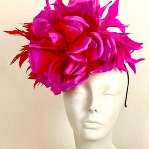 Hot pink Red Fascinator- One of a kind