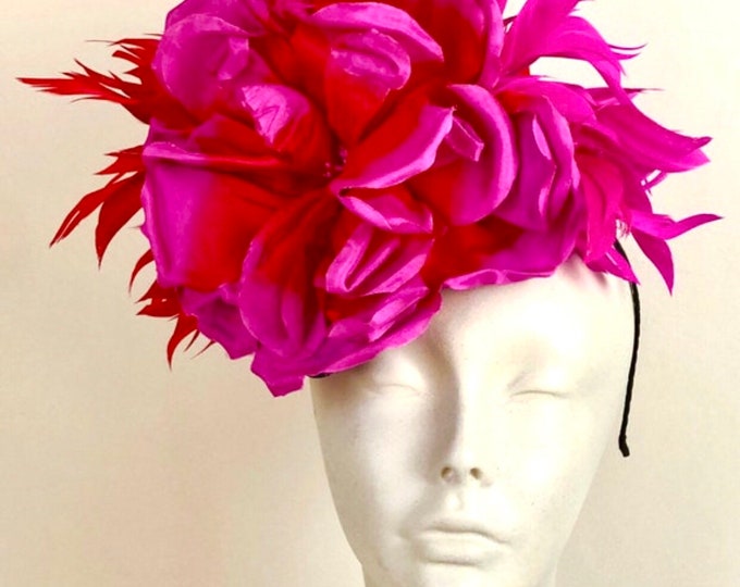 Hot pink Red Fascinator