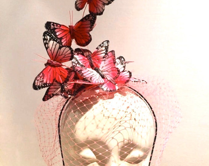 Pink Fascinator- butterfly Hatinator