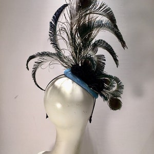 Peacock Fascinator- Navy Hat- Derby image 5