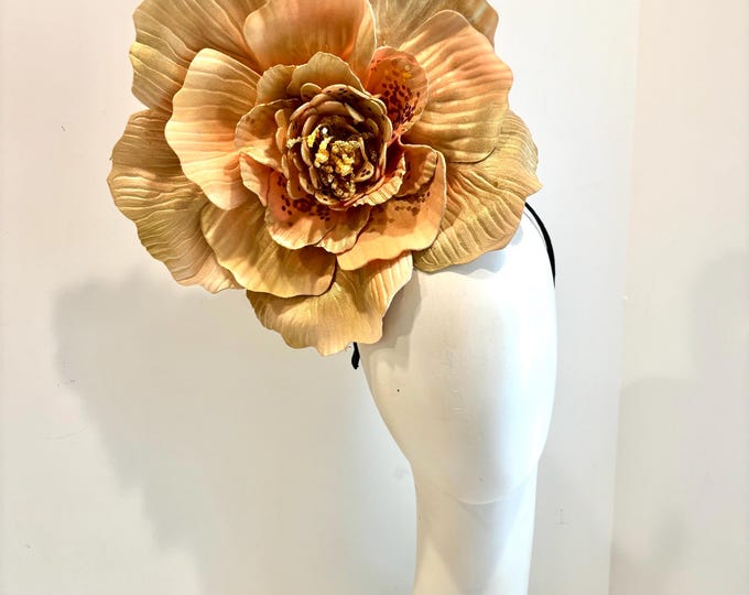Gold peach Fascinator -Flower headband