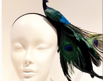 Peacock Fascinator- Bird -Headband- Mad Hatter