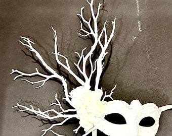 Masquerade Mask -White Branch  Mask Gala