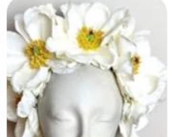 Ivory Fascinator- five Magnolia all over Flower Headband