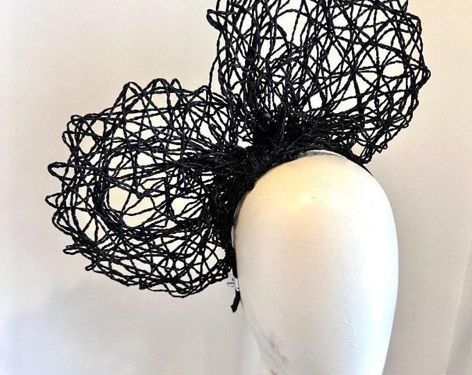 Large black Bow fascinator- Derby headband