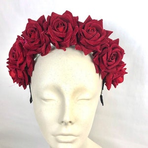 Red Rose headband- Flower -Derby- headband