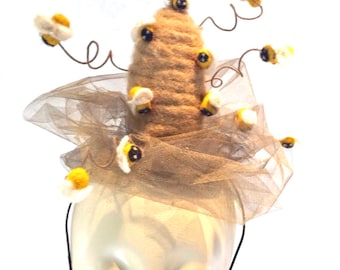 Bee Fascinator- Kentucky Derby hat- Bee hive headband