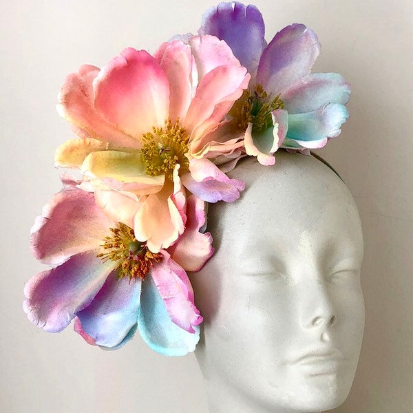 Multi color Fascinator- Magnolia Headband -Tea party or horse race.