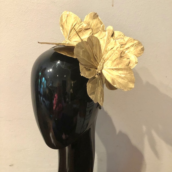 Gold fascinator- Butterfly Headpiece- Mad Hatter- Wedding