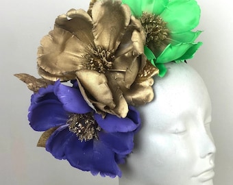 Mardi Gras Fascinators- Purple green gold Magnolia headband
