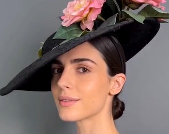 Black lace Hat- one of a kind