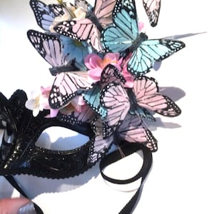 Butterfly mask- pastel Masquerade party- Mardi Gras -Flowers and butterflies