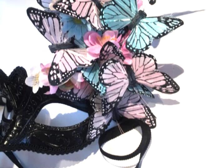 Butterfly mask- pastel Masquerade party- Mardi Gras -Flowers and butterflies