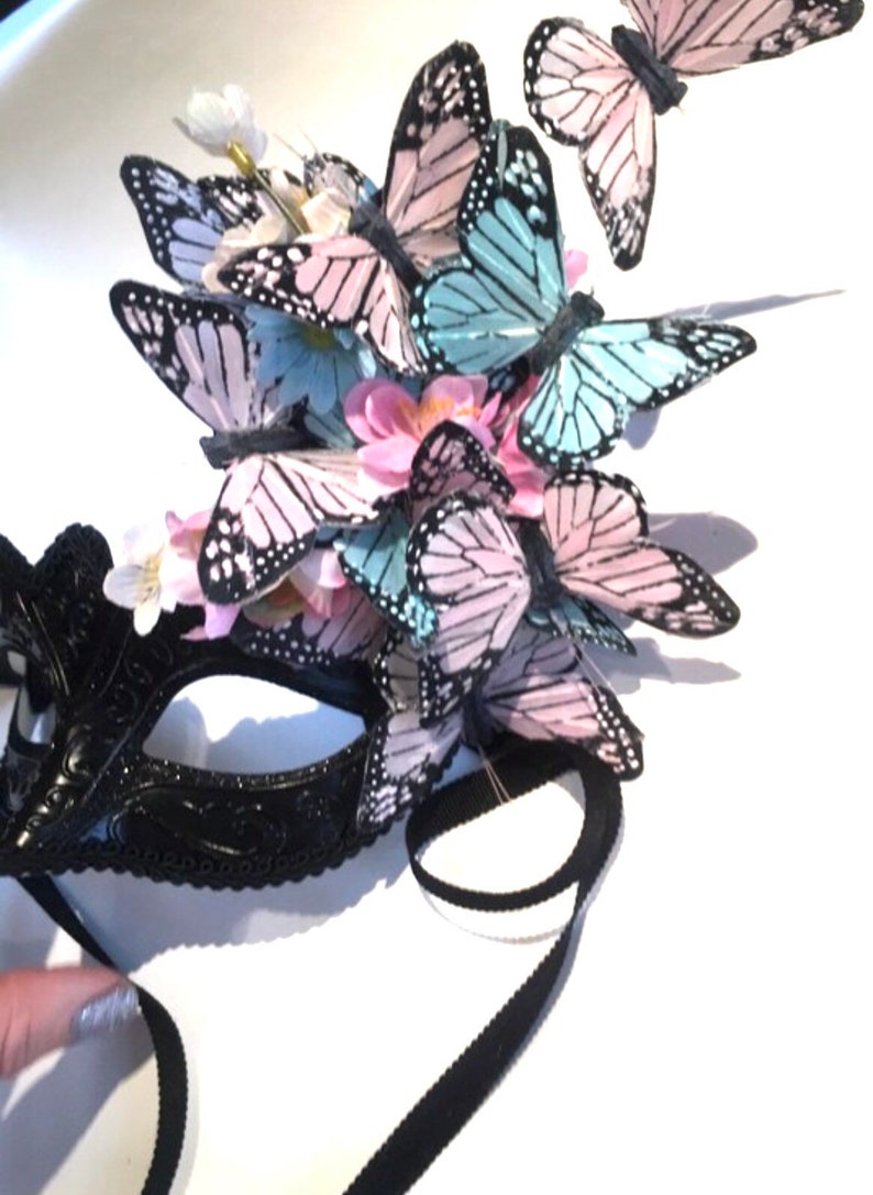 Butterfly mask pastel Masquerade party Mardi Gras Flowers pastel multi color