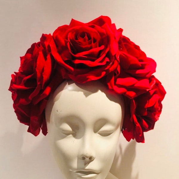 Red Rose headpiece- Flower headband