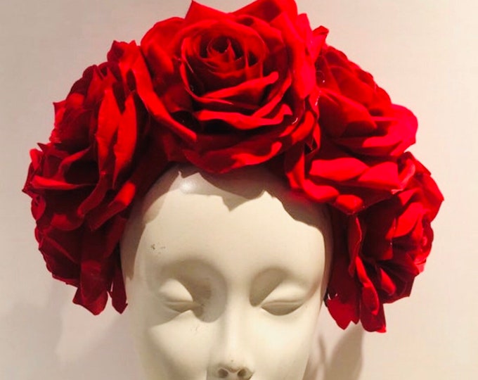 Red Rose headpiece- Flower headband