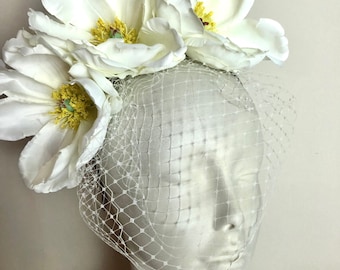 Ivory Fascinator- Derby Veil Headband- Wedding- Derby