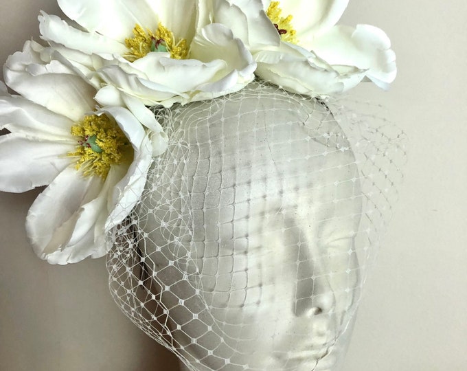 Ivory Fascinator- Derby Veil Headband- Wedding- Derby