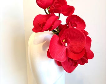Red fascinator- Orchid headband- Derby -Wedding