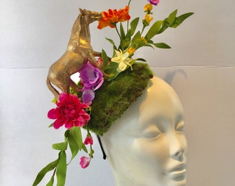 Horse Fascinator- Derby headband- Floral fascinator- Polo Match