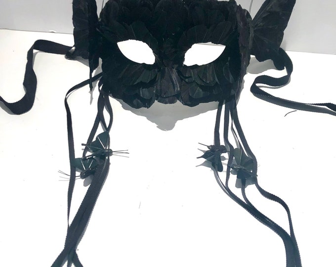 Black Masquerade Mask- Mardi Gras- Butterfly- Black and white ball