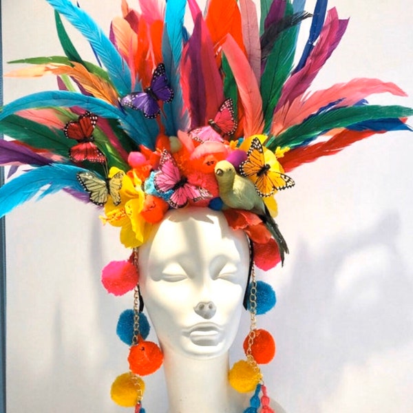 Tropical headpiece- Haiwian- Derby- Hibiscus- Parrot headband