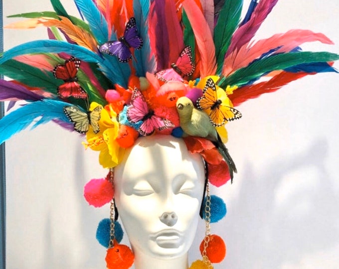 Tropical headpiece- Haiwian- Derby- Hibiscus- Parrot headband