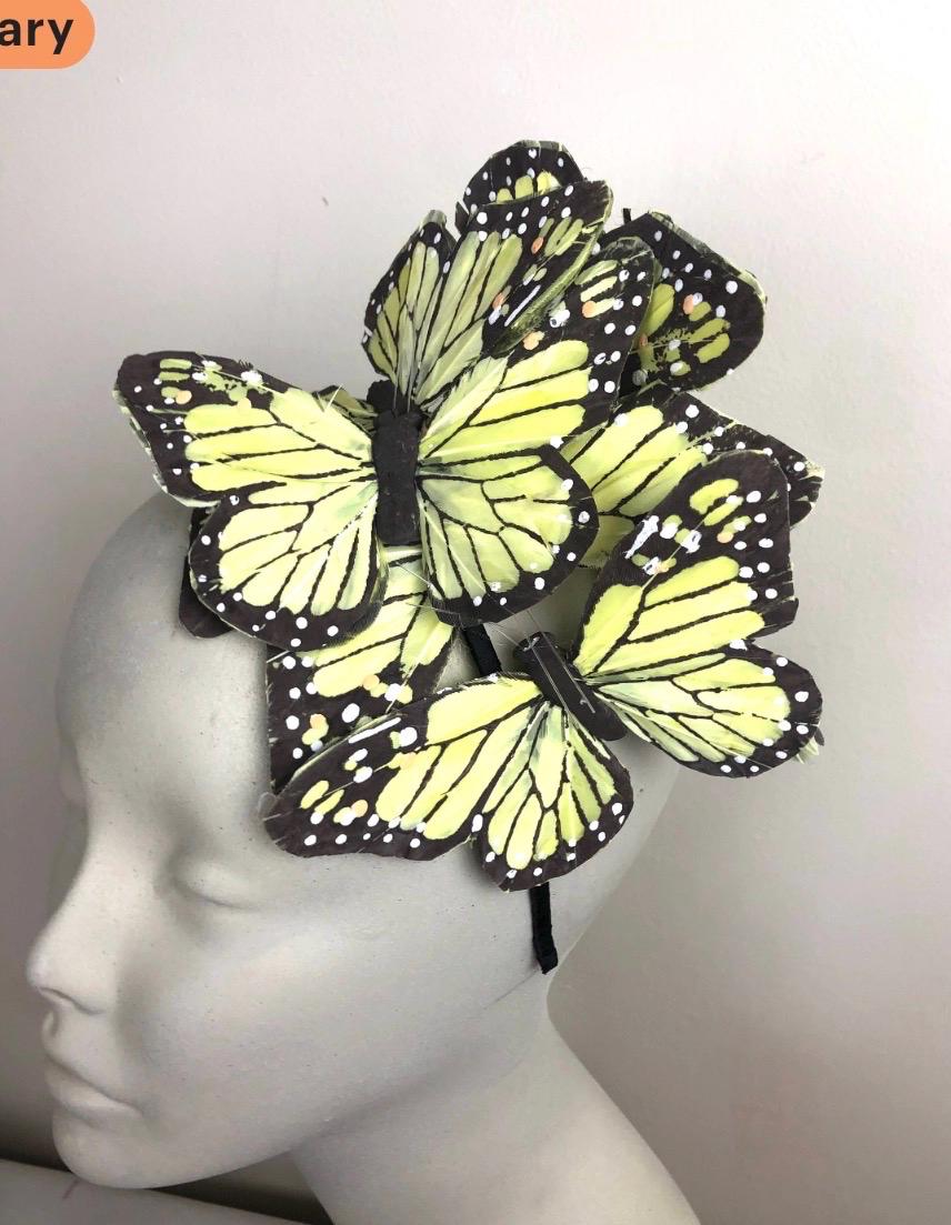 Orange Fascinator- Butterfly Hat- Derby Day- Mad Hatter  display picture 1