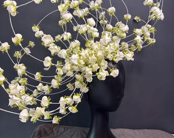 Ivory fascinator- Unique flower Hat