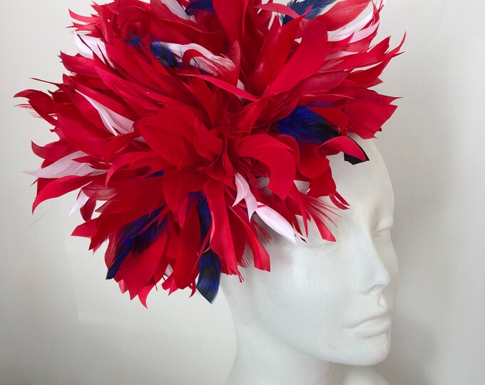 Red white and blue Fascinator- Derby Hat