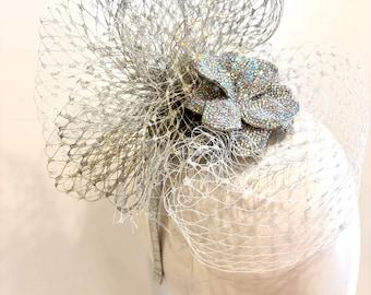 Fascinator with rhinestone- Wedding- Diner en Blanc-