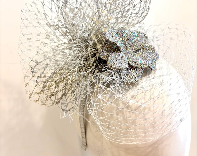 Fascinator with rhinestone- Wedding- Diner en Blanc-