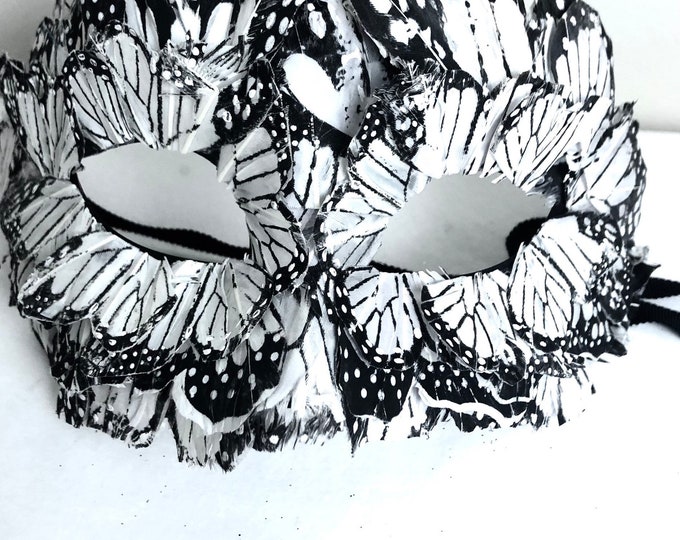 Masquerade Mask- Black white Butterfly Costume -Mardi Gras