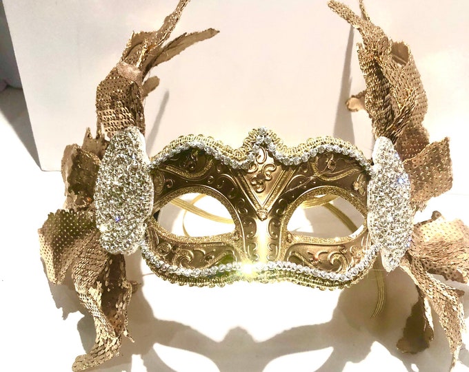 Gold masquerade mask- Mardi Gras- Goddess mask