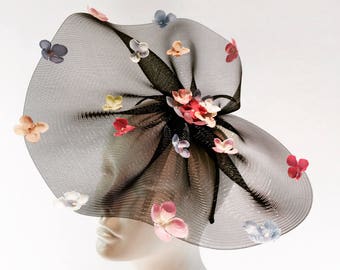 Fascinator- Derby Flower Headpiece- Multi color Flower hat