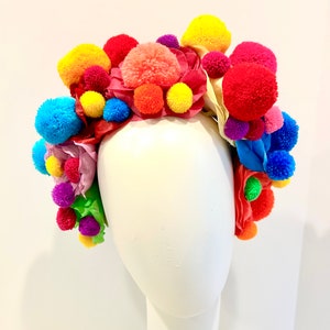 Pom pom Headpiece - Music fest headband -Multi color