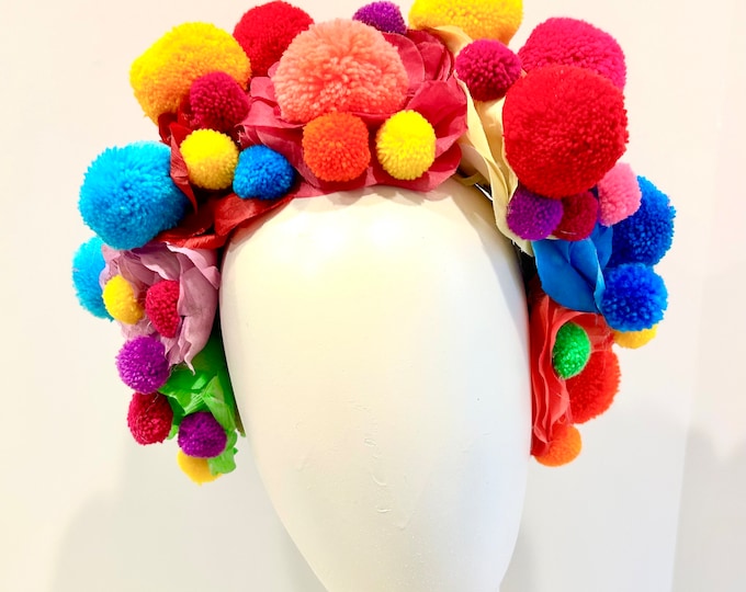 Pom pom Headpiece - Music fest headband -Multi color