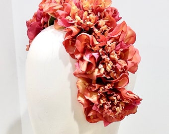 Pink Flower headpiece- Derby- Peony headband- Music festival