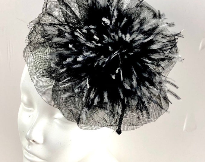 Black Fascinator - Cocktail Hat- Derby headpiece