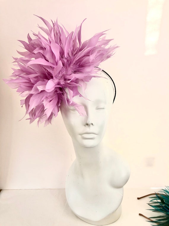 Feather Fascinator.  Pink Bubblegum Pink Feather Fascinator Hat – JBee main image 4
