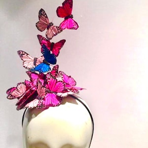 Hot pink fascinator- Butterfly Hat-Kentucky Derby