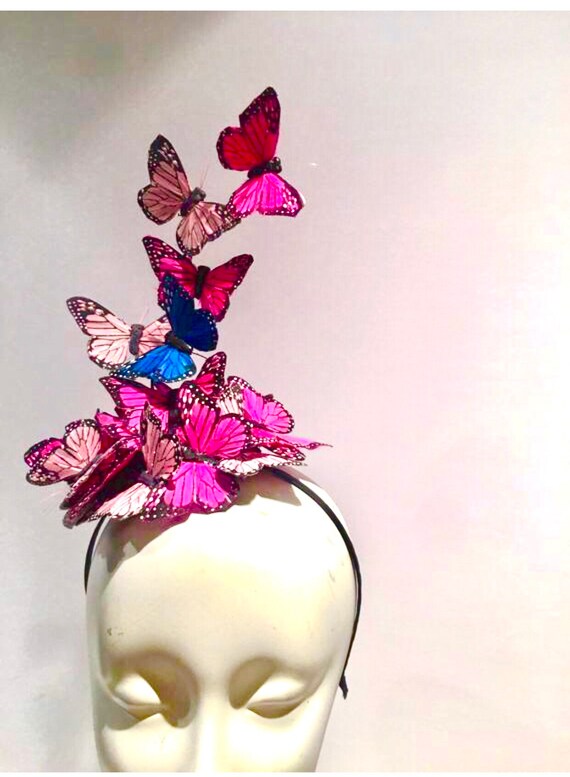 Hot Pink Fascinator- Butterfly Hat-kentucky Derby - Etsy