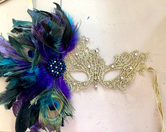 Purple Masquerade Mask- Peacock mask -Lace mask